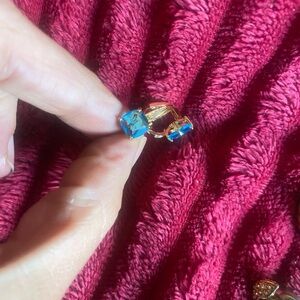 Gold tone Earrings with Blue Gemstones